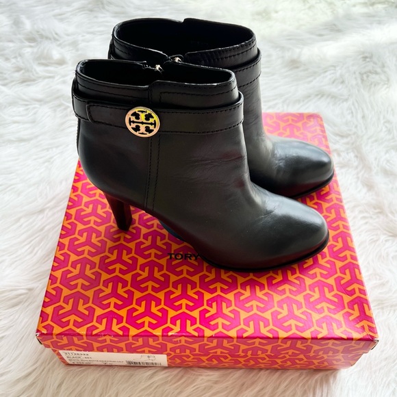 Tory Burch Black Bristol Equestrian Calf Ankle Bootie Shoes 7.5 - Picture 6 of 11